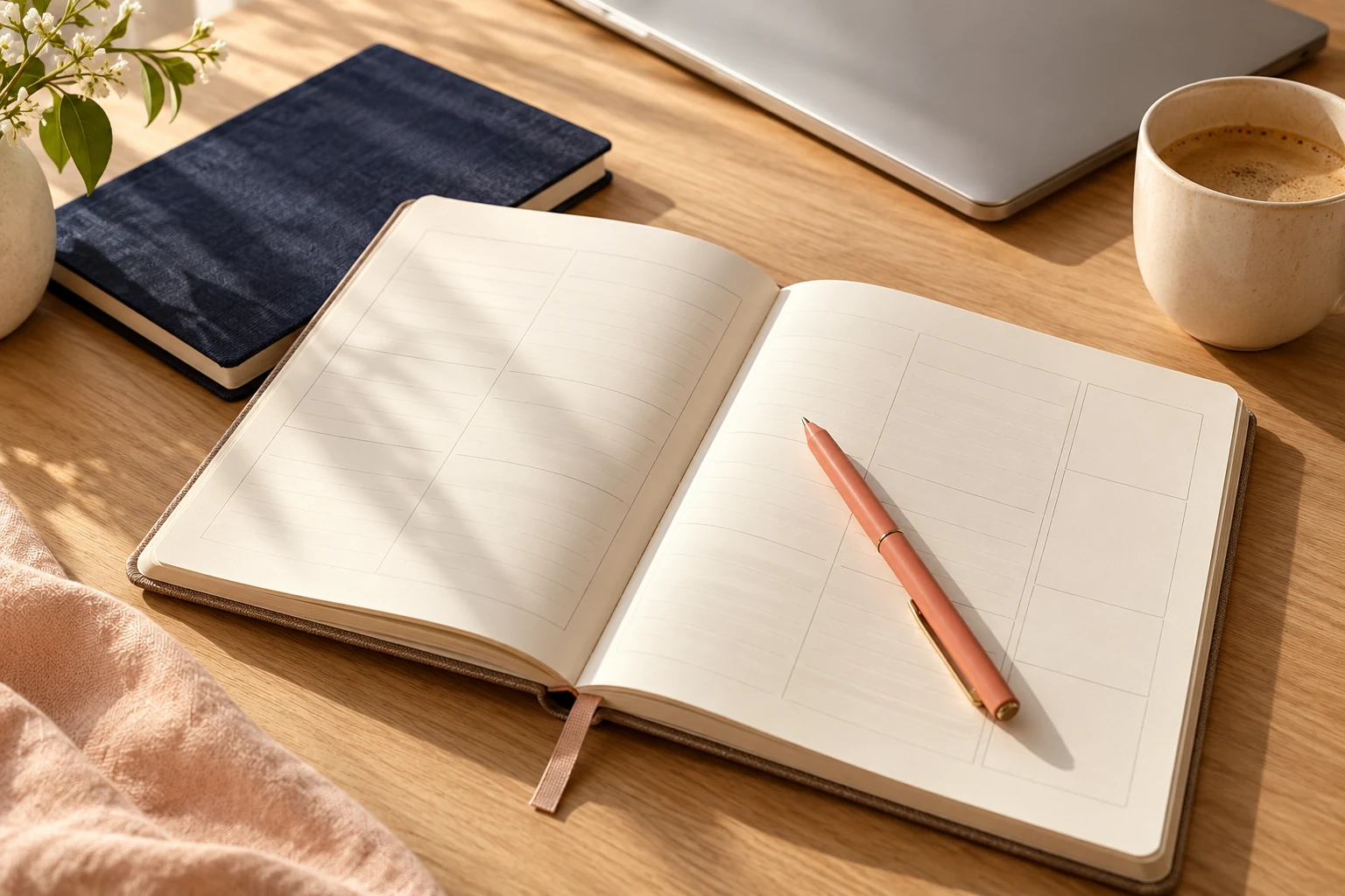 Illustration du suivi personnalisé : agenda, carnet et stylo, pour préparer chaque étape