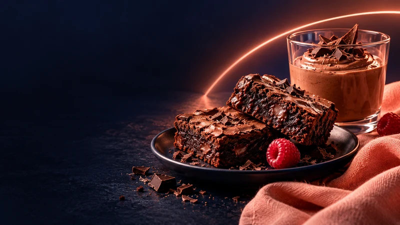 Brownies et mousse au chocolat — illustration du livre de collations et desserts.