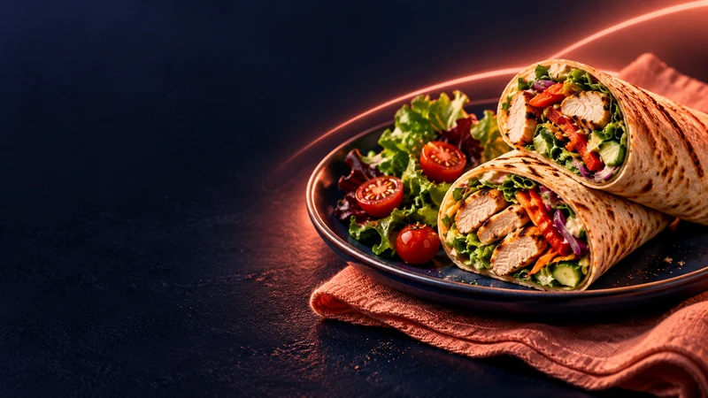 Wrap et salade — illustration du livre de dîners.